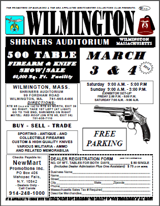 Wilmington, MA Firearms & Knife show / sale