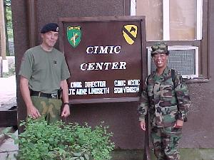 Sheila with LTC Lindseth of Norway in front of her office