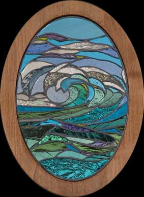 Picture of "Bethany Wave" a colored mirror mosaic by Toby Mason
