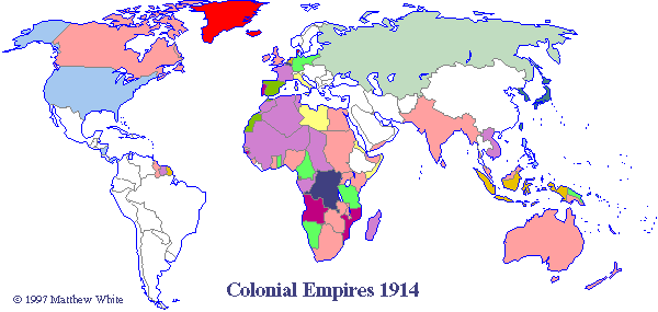 map of european colonialism in 1914