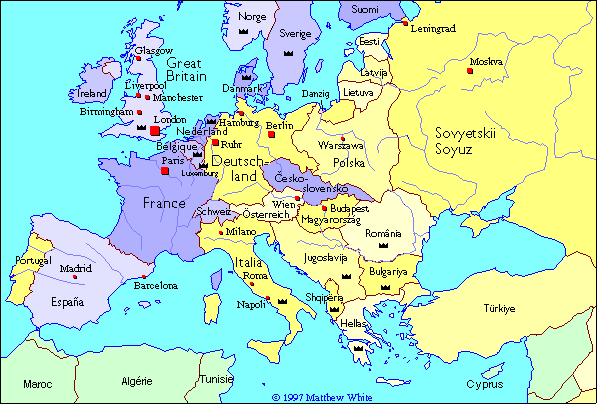 Map Of Europe Between The World Wars