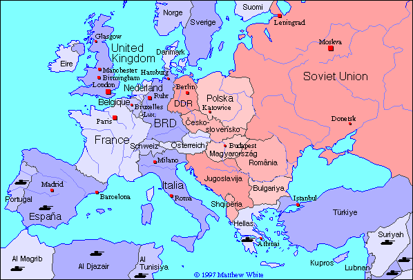 map of europe in 1945 Historical Map Of Europe 1945 1990 map of europe in 1945