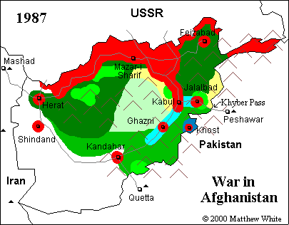 map of Afghanistan in 1987