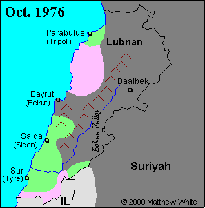 Map of Lebanon in 1976