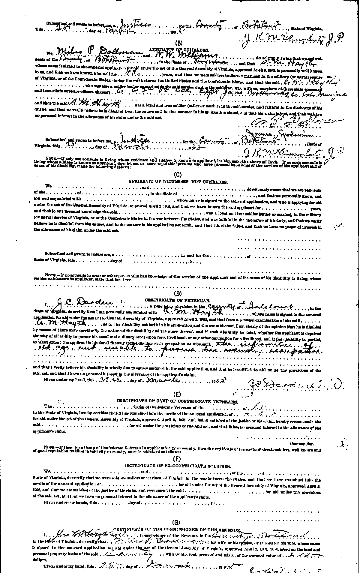 Affidavit of Comrades