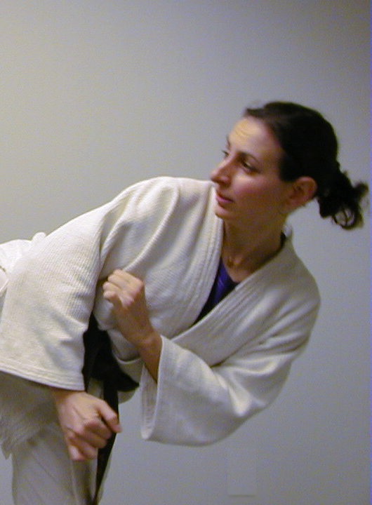 A former student, Mariángeles Sabella, kicking.
